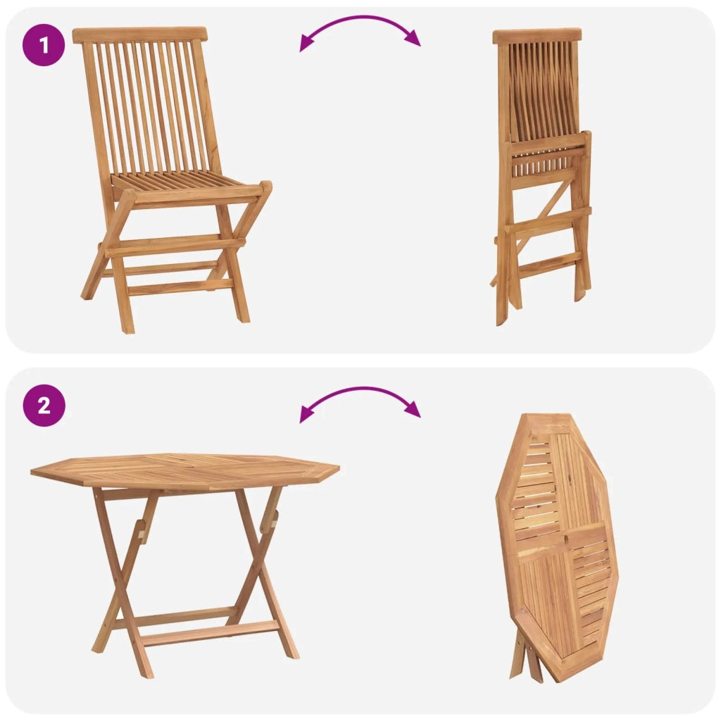 Set Bistro da Giardino 3 pcs Marrone Legno Teak Massello