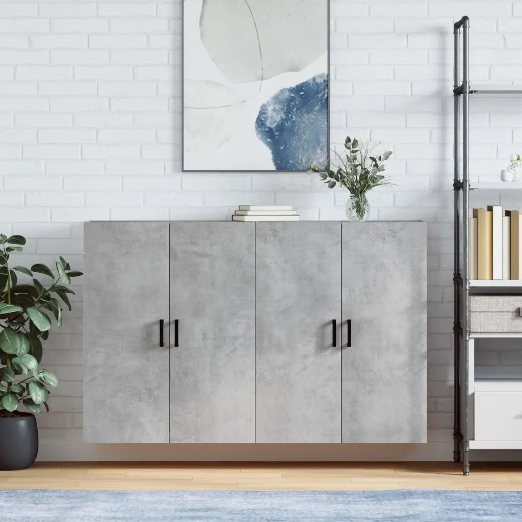 Armadietto a Muro | Mobili a Parete 2 pz Grigio Cemento 69,5x34x90 cm