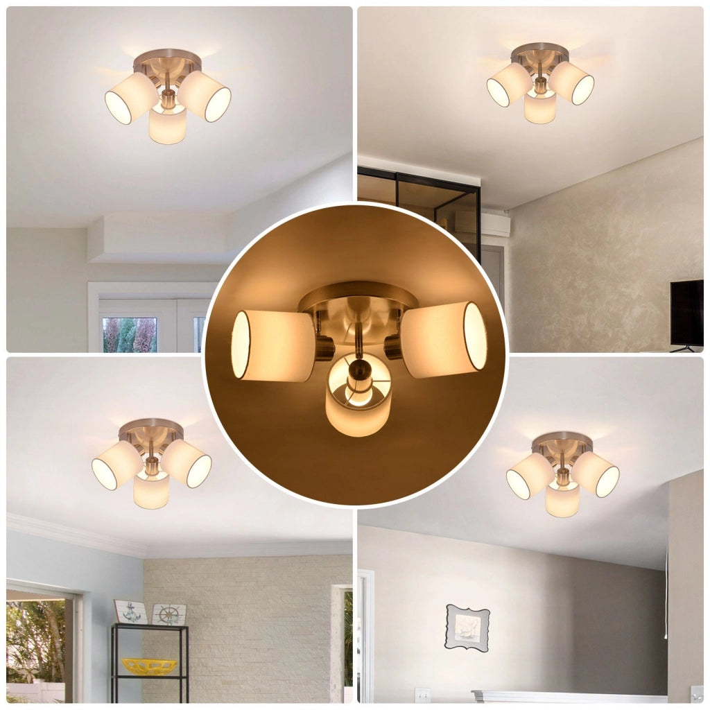 ZMH Faretto da soffitto argento 3 luci E14 orientabili 350° max 25W per soggiorno camera senza lampadina