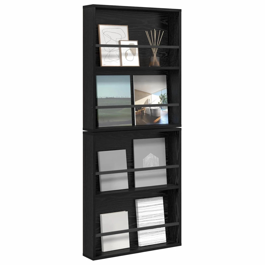 Scaffale per riviste 2 pz Rovere Nero 60 x 12 x 70 cm CFW9747714