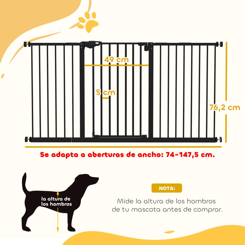 Barriera di Sicurezza Estensibile a Chiusura Automatica ¨C zephmum ¨C 74-147.5x76.2 cm Nero