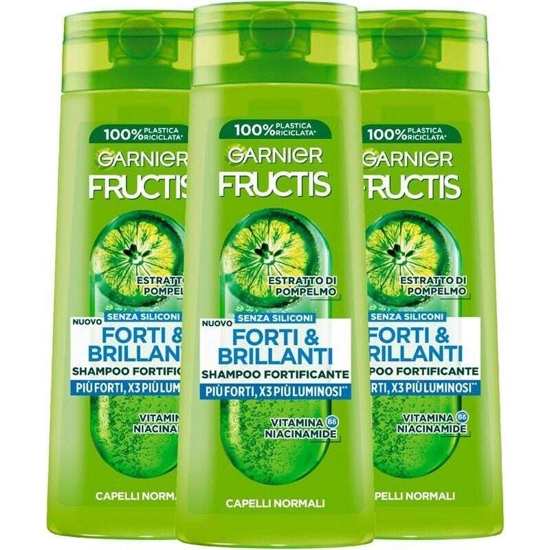 GARNIER FRUCTIS SET 3 PZ SHAMPOO PIU FORTI X3 PIU LUMINOSI 250 ML L'UNO PER CAPELLI NORMALI ESTRATTO DI POMPELMO