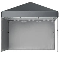 Gazebo da Giardino Pop-up Pieghevole Regolabile in Altezza Protezione UV 30+, 2 Pareti Laterali, Sacca da Trasporto Inclusa, Grigio scuro