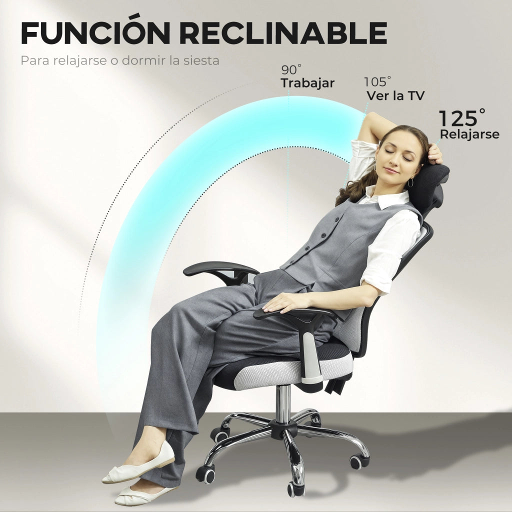 Sedia da ufficio girevole con schienale reclinabile ¨C zephmum ¨C grigio