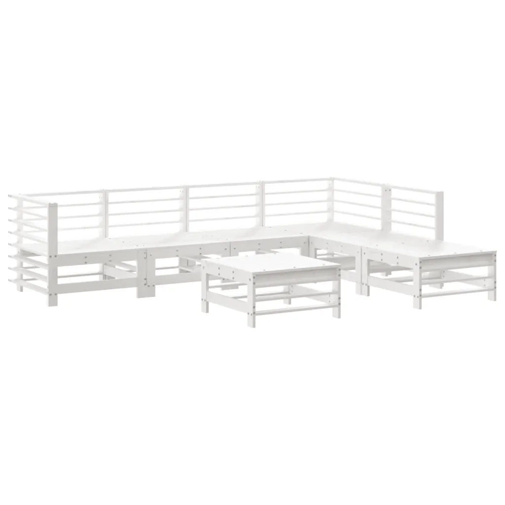 Set Divani da Giardino 7pz con Cuscini in Legno Massello Bianco 3185977