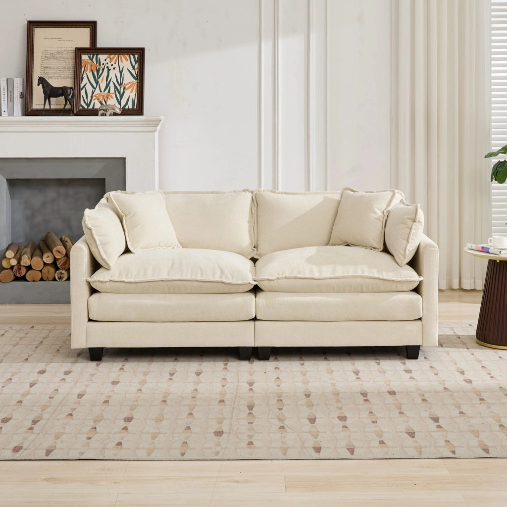 Canapé modulaire in ciniglia con cuscino schienale seduta morbida e montaggio rapido per soggiorno e appartamento beige