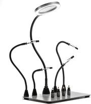 Soldeo professionale con base ampia - 5x luce LED ingrandente - supporto per stampa PCB - mani soldeo magnetiche flessibili