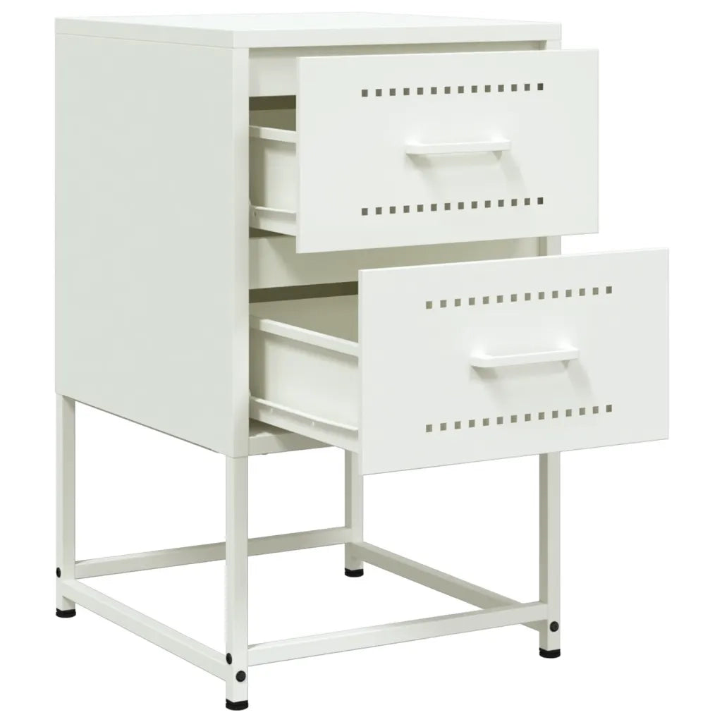 Comodino | Armadio da Notte | Mobiletto da notte Bianco 36x39x60,5 cm in Acciaio