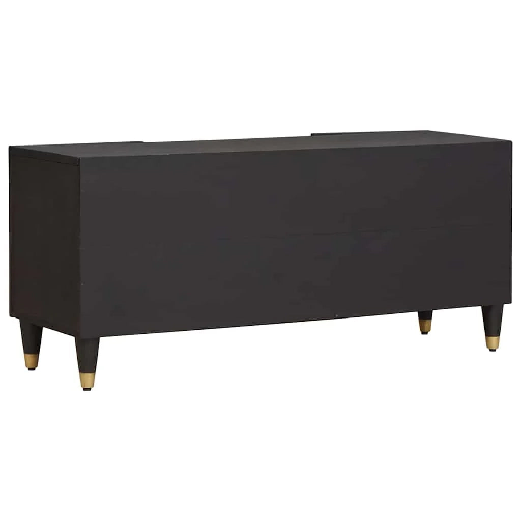 Mobile TV moderno con contenitore 105 x 33 x 46 cm design artistico interno in legno massello di mango nero 02_0057889
