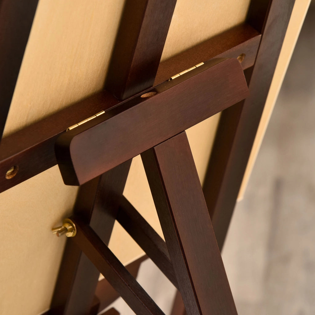 Easycomfort Cavalletto Pittura, 135 cm Cavalletto Treppiede per Dipingere su Tela, Cavalletto in Legno di Pino Regolabile, Portatile e Pieghevole con Pennello per Studio, Artisti e Pittori, Caffè
