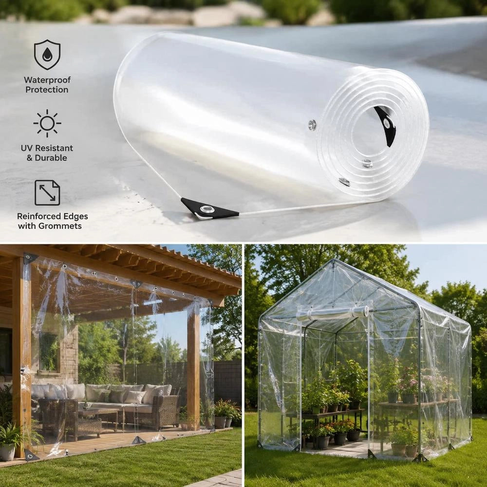 Telo trasparente con occhielli, 2x4 m, in PVC, robusto e versatile, ideale per esterni, giardino e balcone