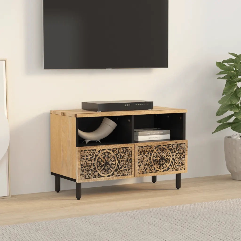 Mobile Porta TV-Credenza per TV 70x33x46 cm in Legno Massello di Mango