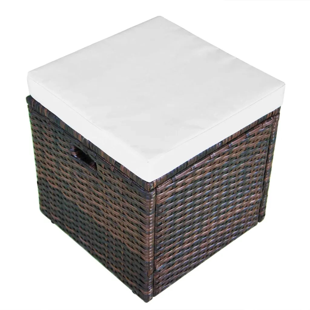 Set Divani da Giardino 4 pz | Set Salotto da Giardino con Cuscini in Polyrattan Marrone