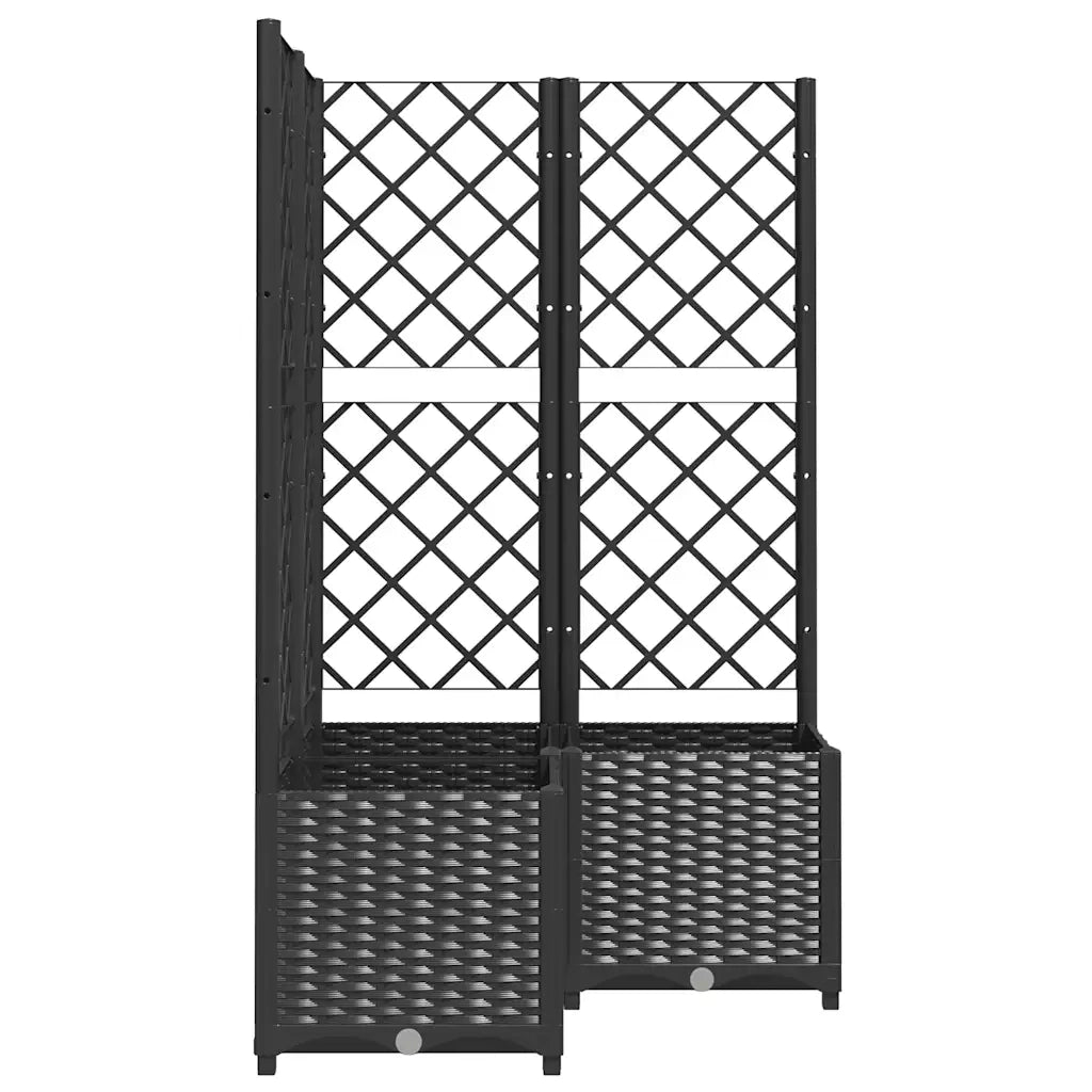 Fioriera da Giardino con Graticcio-Vaso da Esterno-Fioriera con Griglia Nero 80x80x136 cm in PP
