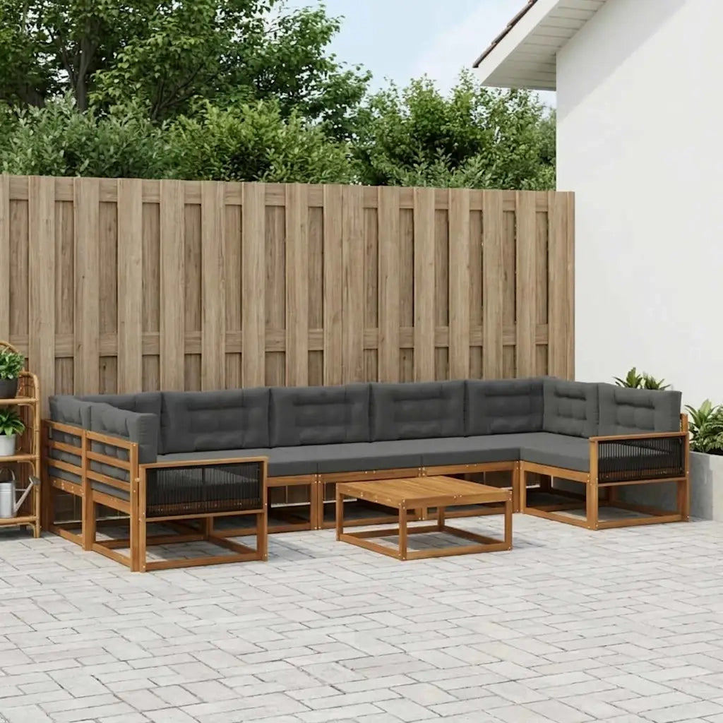 Set di divani da esterno con cuscino 8 pcs Naturale e Antracite