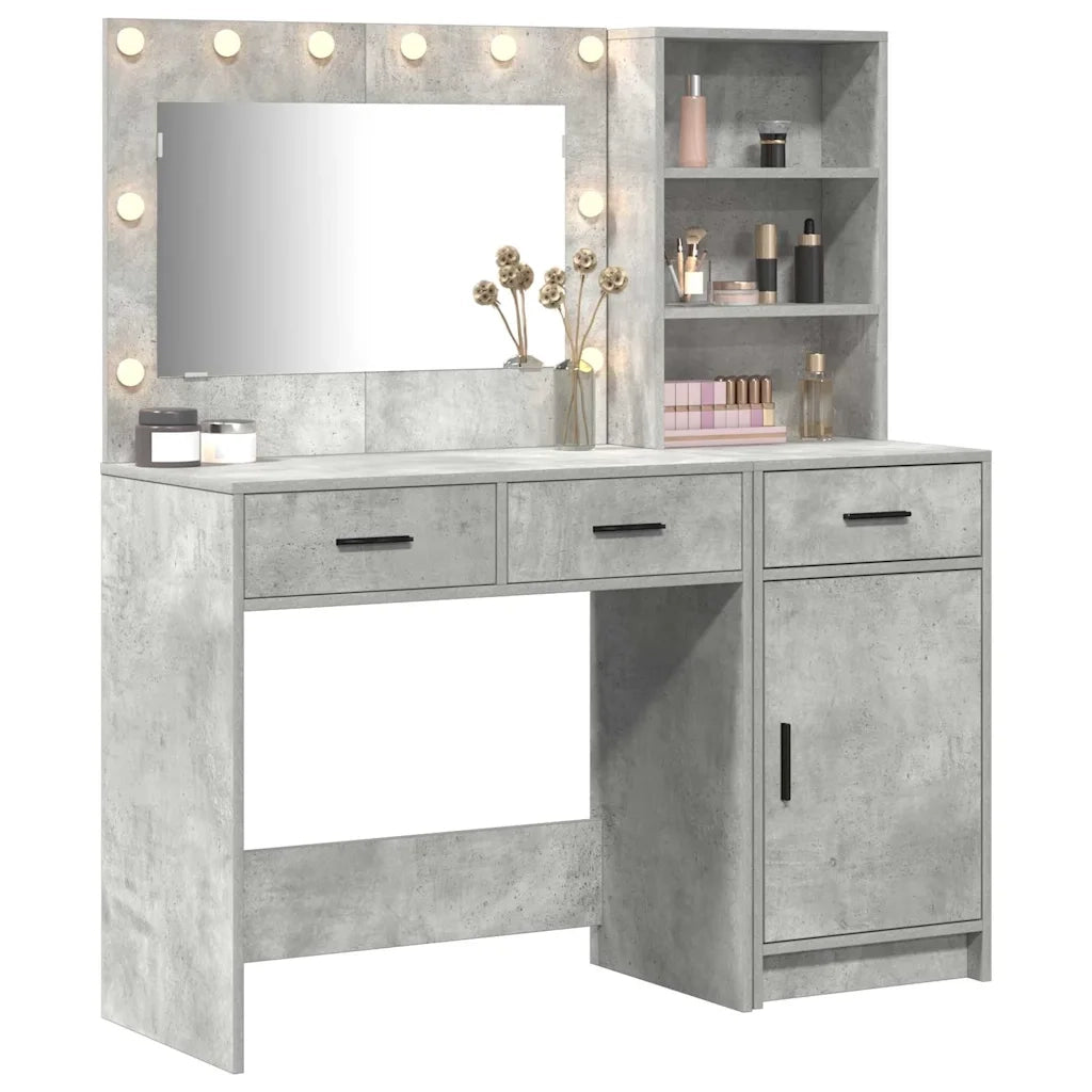 Toeletta | Tavolo da Trucco con cassetto 2 pz Grigio Legno multistrato