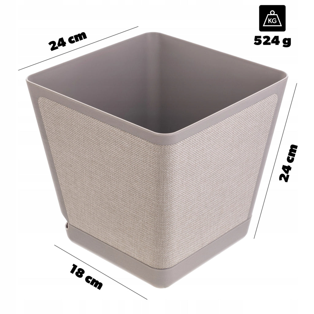 Coprivaso quadrato KADAX con supporto, in tessuto beige fantasia, 24 cm