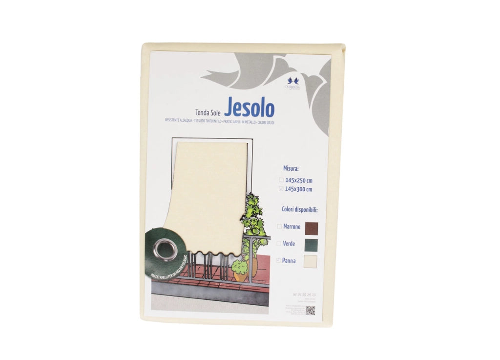 Tenda Da Sole A Caduta Per Esterno Balcone Casa Telo Ombra UV Modello Tinta Unita - 145x300 - Panna