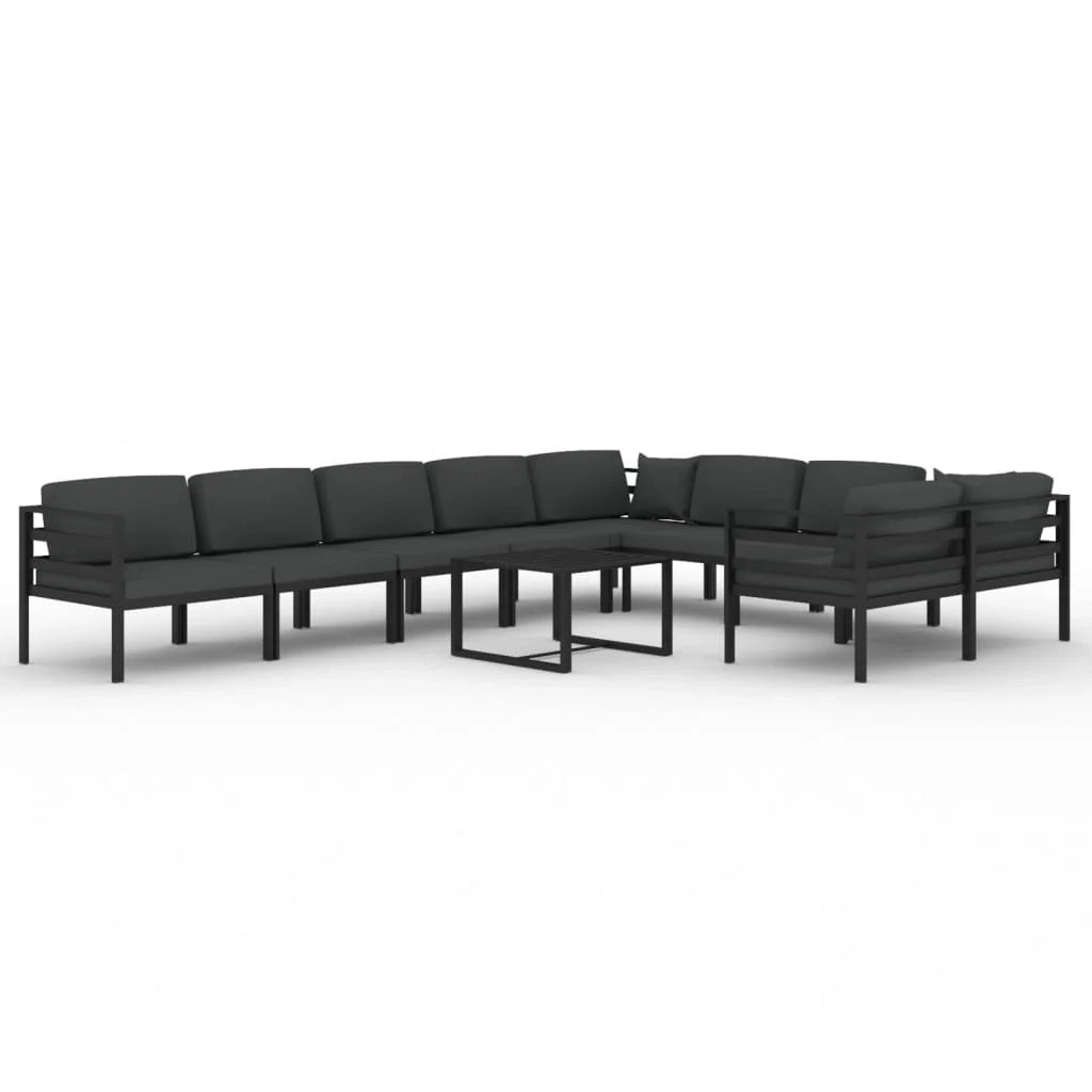 Set di mobili da giardino mobili da esterno 10 pezzi con cuscini alluminio antracite 02_0014963