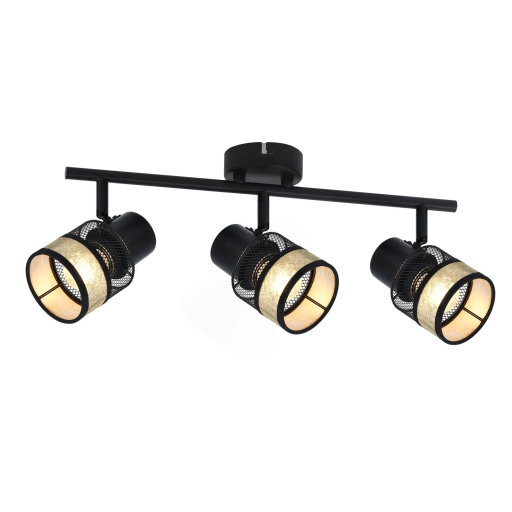 ZMH Faretto da soffitto metallo 3 luci E27 max 25W paralume tessuto girevole 330° per soggiorno