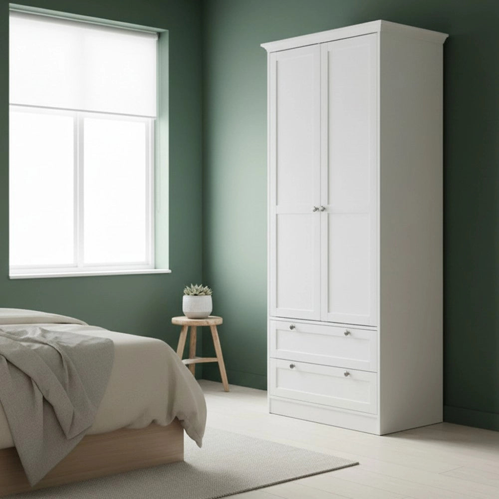 Armadio due ante e due cassetti Landwood14 colore bianco