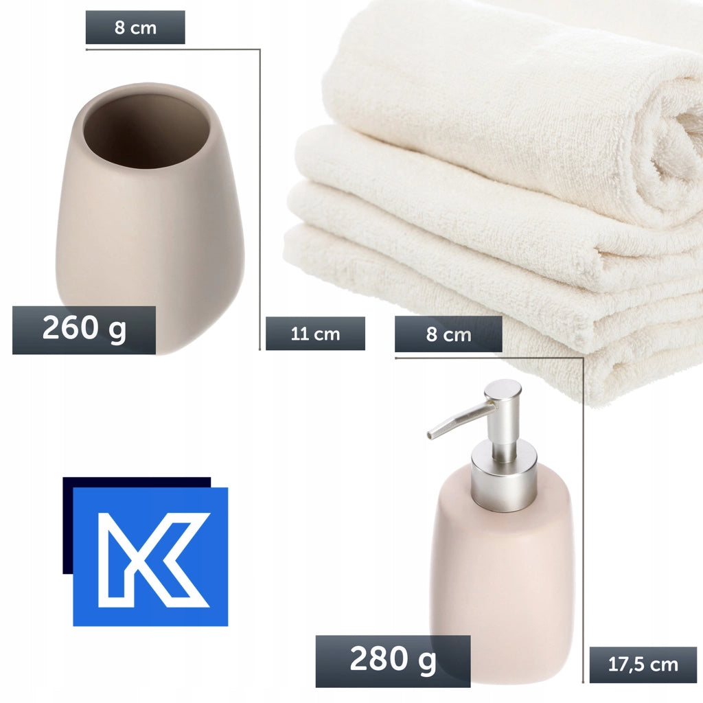 Set da bagno KADAX Set da bagno Beige Ceramica Dispenser per bicchieri 2 in 1