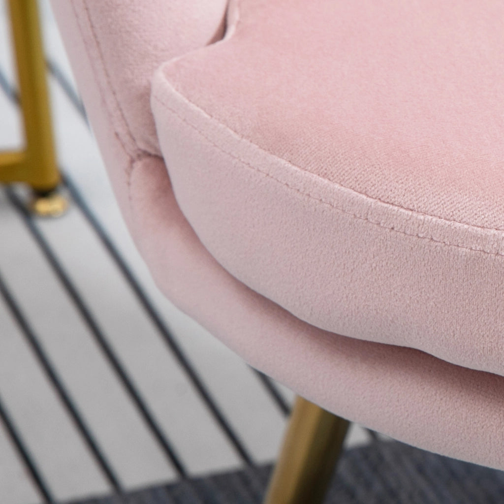 Poltrona Vintage in Velluto con Gambe Dorate Rosa ¨C zephmum ¨C Rosa