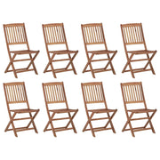Sedie da Giardino Pieghevoli 8 pz con Cuscini Massello Acacia 3075118