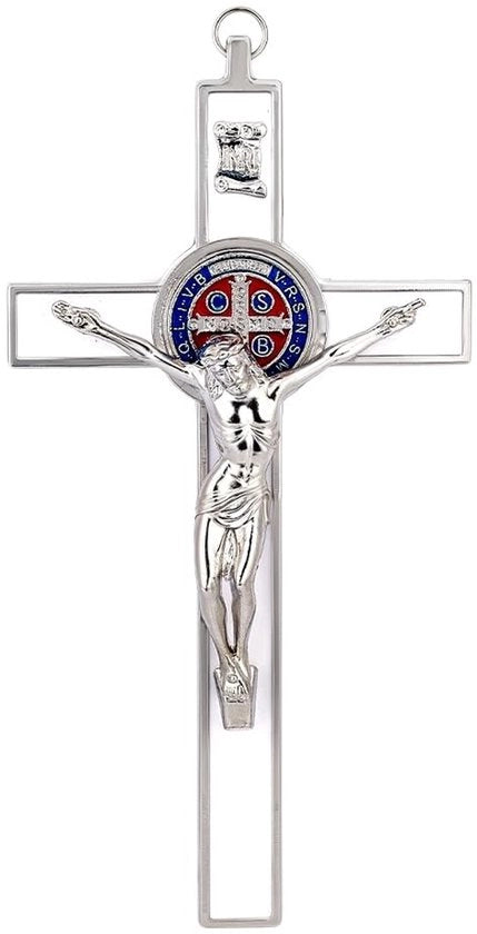 Decorazione per Muro - Croce 19,5 cm - Decorazione Cattolica - Metallo - Formato Compatto