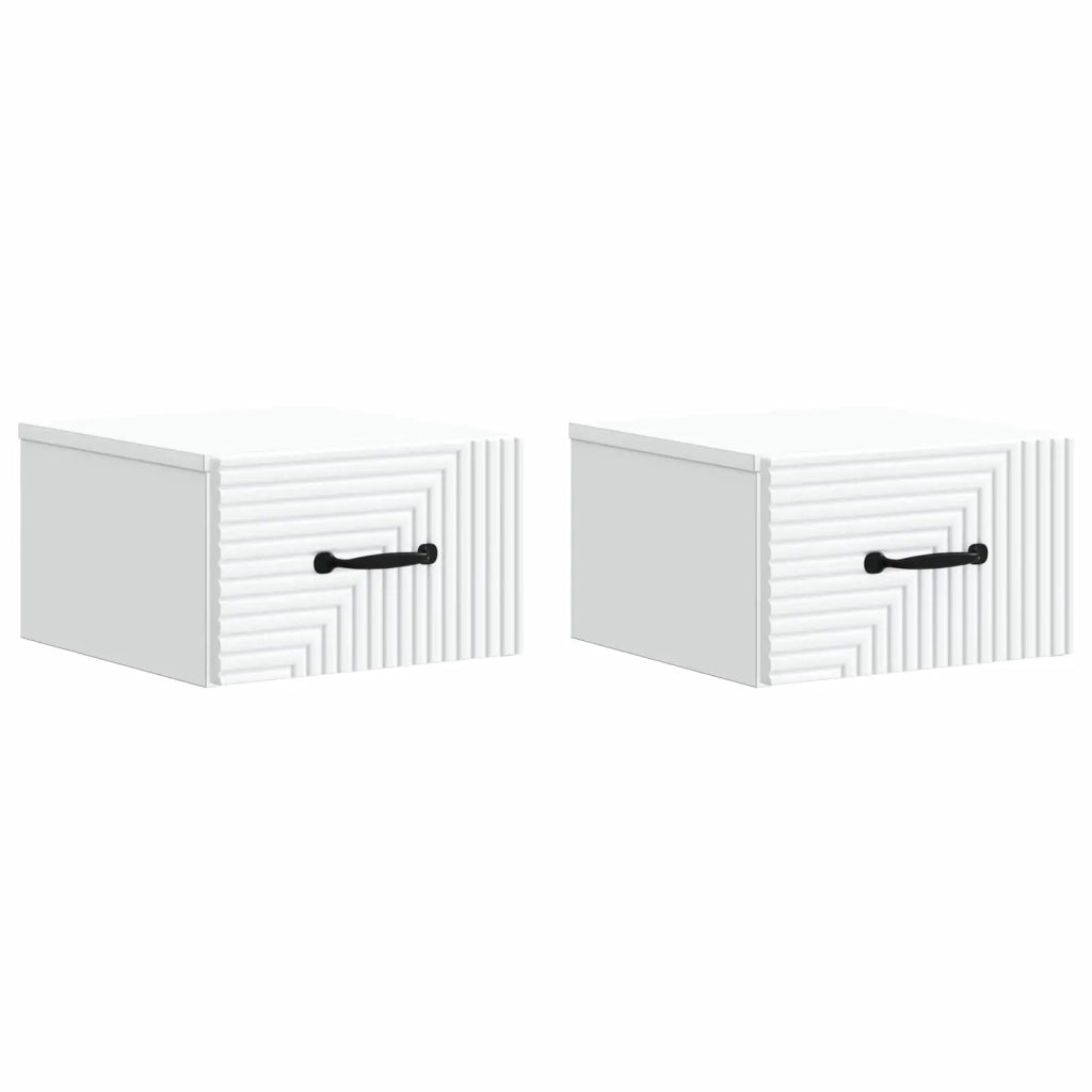Set di 2 Comodini | Armadio da Notte | Mobiletto da notte a muro Bianco 34,5 x 33 x 20 cm