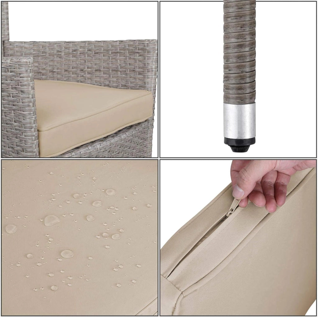 Set di 2 Sedie da Giardino Poly Rattan Impilabile Resistente 160 kg Sedia da Balcone Crema