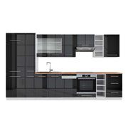 Cucina componibile Fame-Line Antracite lucido/Bianco 355 cm, PL Rovere Vicco