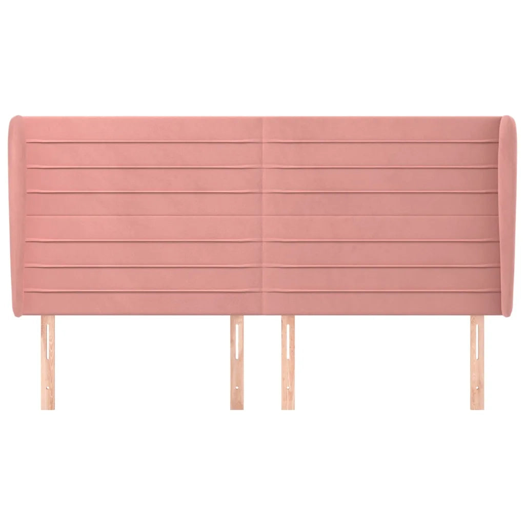Testiera | Testata ad Orecchio Rosa 163x23x118/128 cm in Velluto