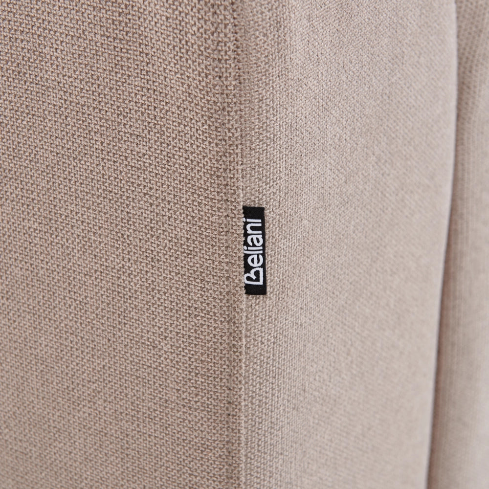 Divano moderno ad angolo con gambe in plastica in tessuto beige chiaro lato sinistro