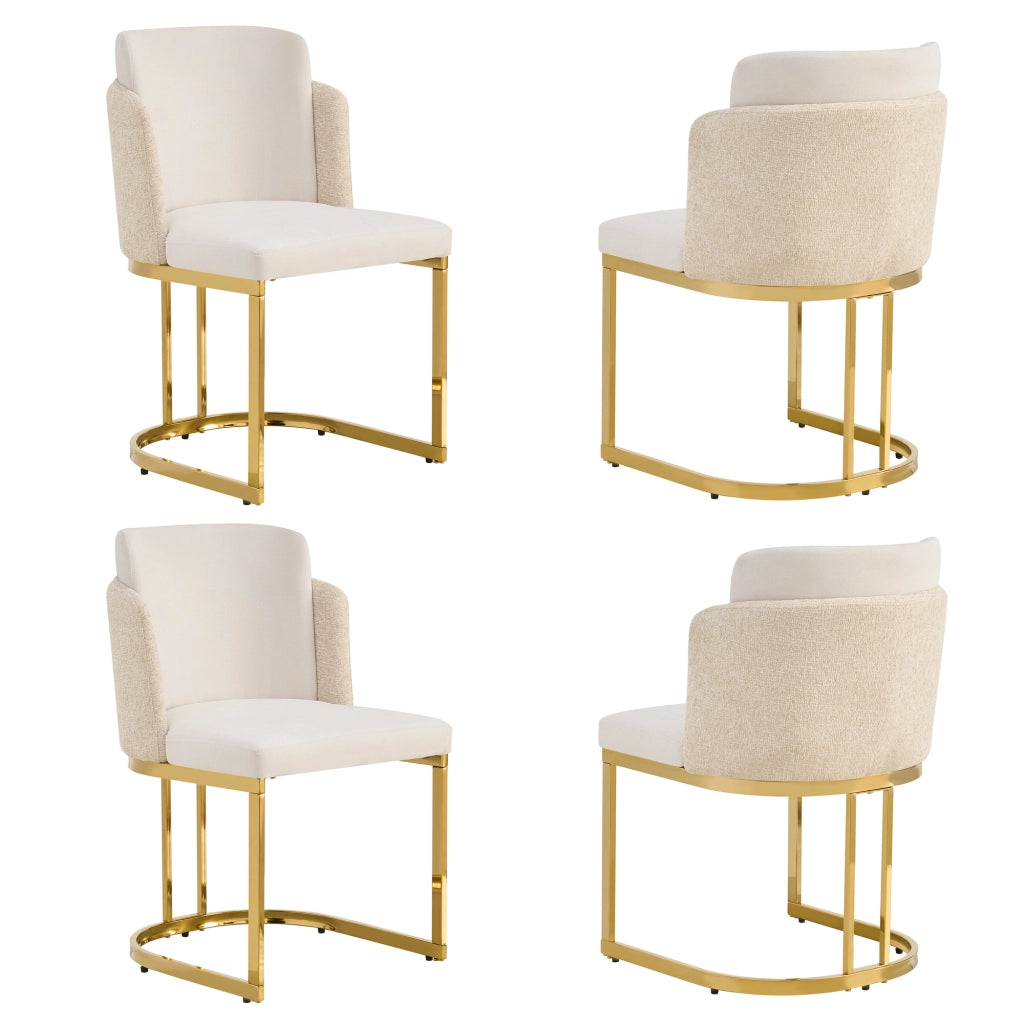 SEDIA da pranzo Set da 4 pezzi 61,5x53,5x86 cm Beige e Oro