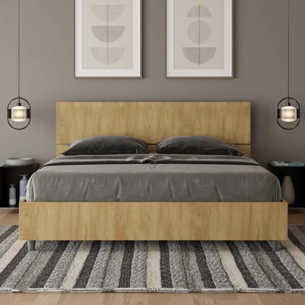 Letto matrimoniale senza rete 160x200 testata dritta quercia Demas