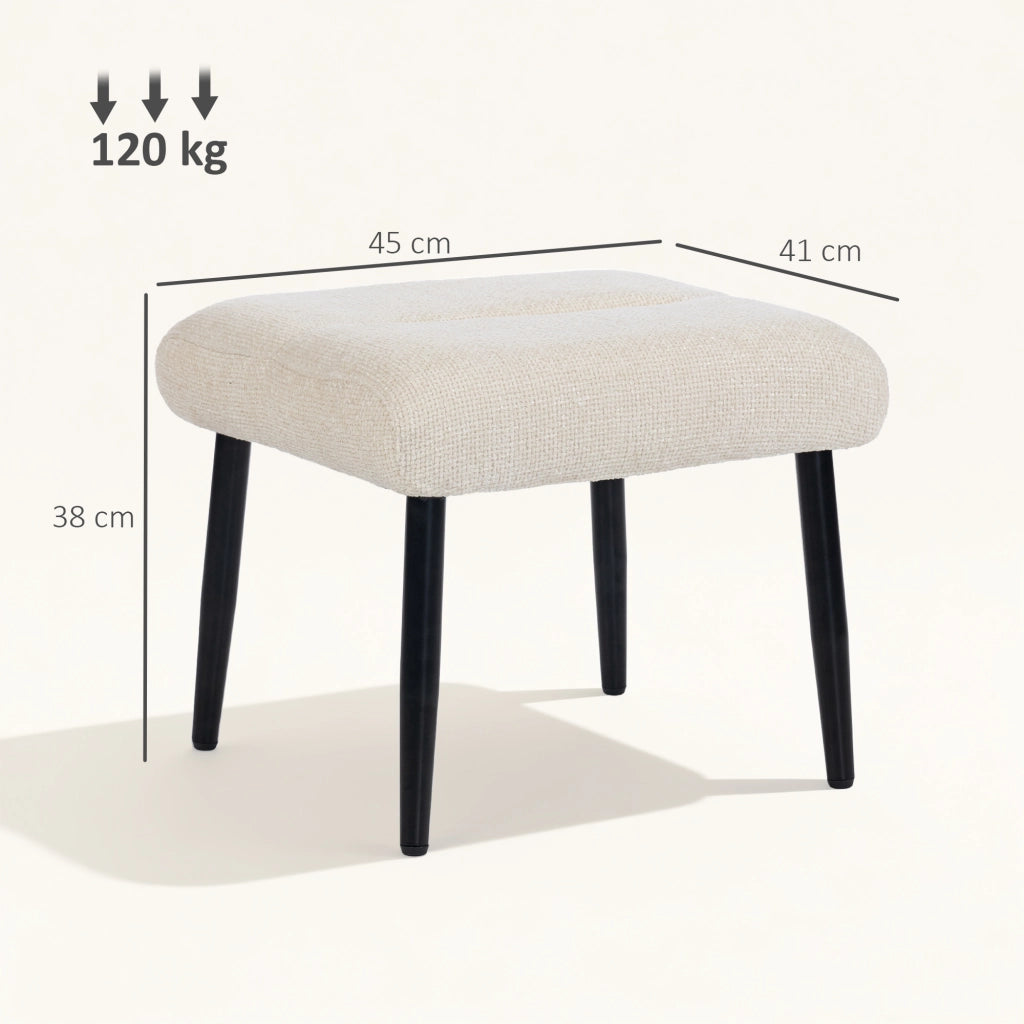 Poggiapiedi con cuscino imbottito ¨C zephmum ¨C 45x41x38 cm, crema, tessuto chenille
