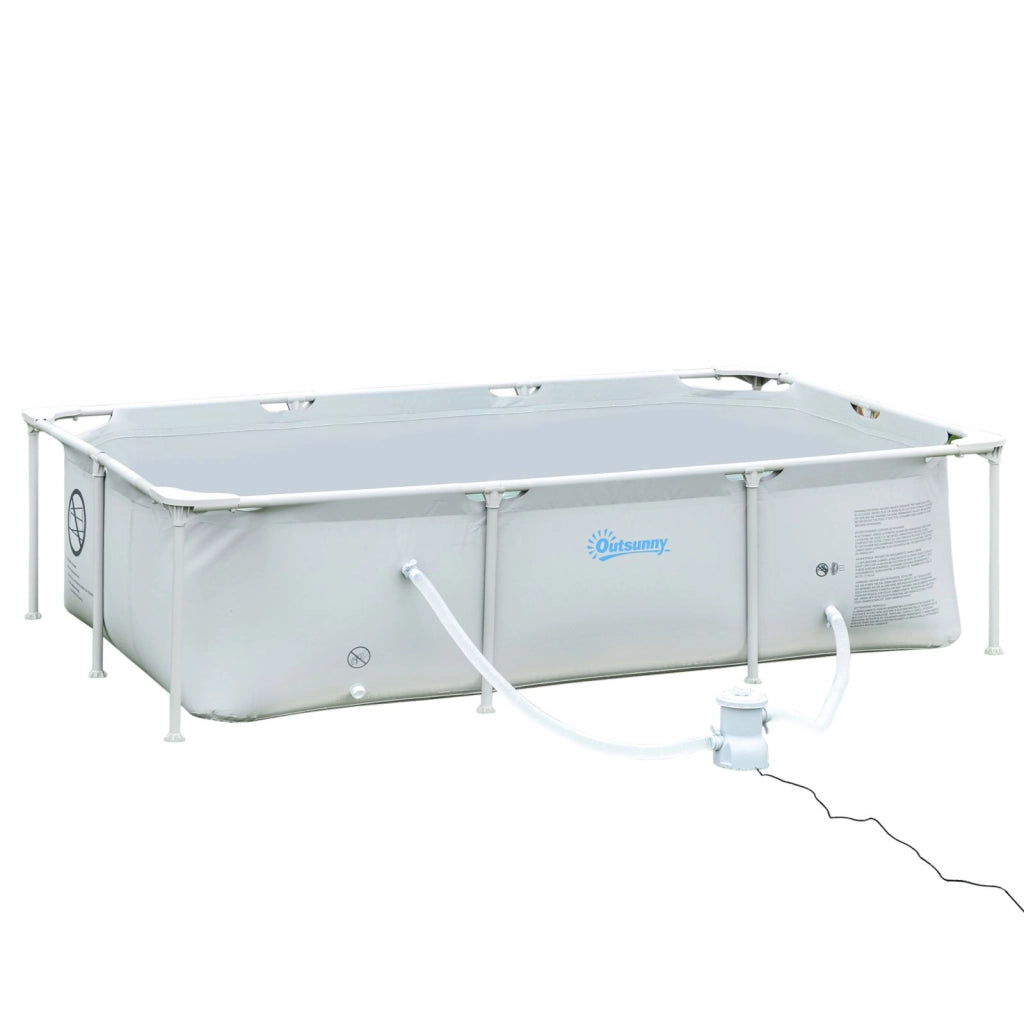 EasyComfort Piscina Fuori Terra Autoportante, Piscina Rigida Rettangolare con Filtro e Valvola in Acciaio e PVC, Grigio, 252x152x65cm
