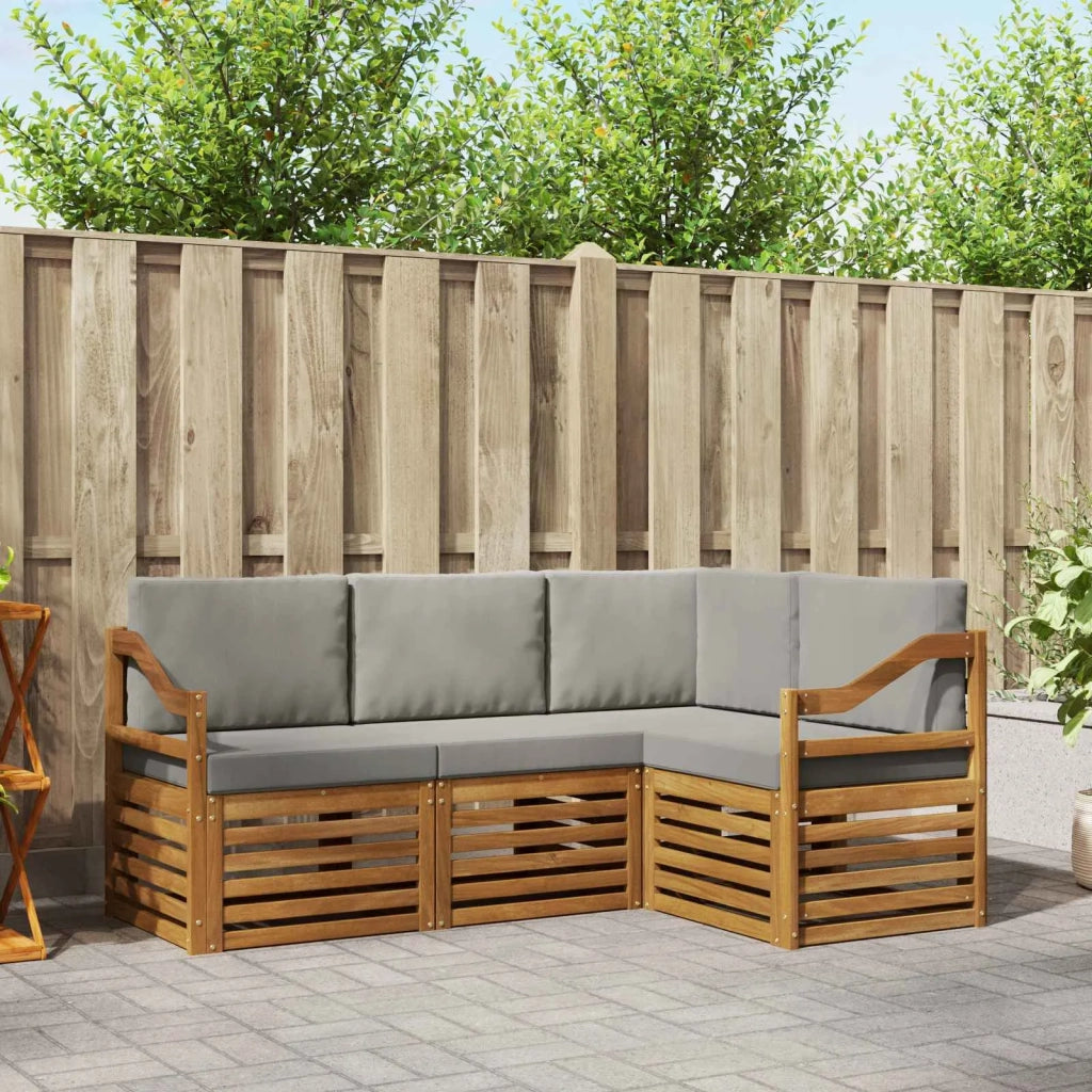 Set divani con cuscino 4 pcs Grigio Naturale e Chiaro 3374746