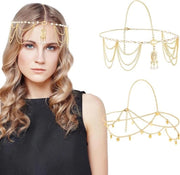 Due pezzi di collana boho con pennello, perle e pailletti in oro per donne e ragazze
