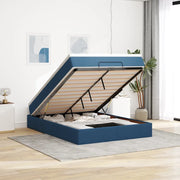 Struttura Letto Pouf con Materasso Blu 140x190 cm in Tessuto