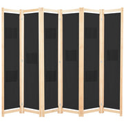 Divisorio divisorio mobile decorativo 6 pannelli nero 240 x 170 x 4 cm tessuto 0802094