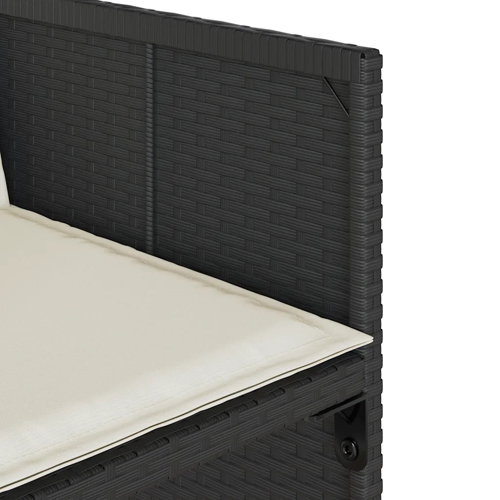 Set da Pranzo da Giardino 9 pz con Cuscini Nero in Polyrattan 3211203