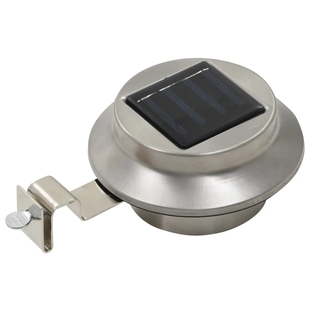 Set di 6 luci solari a LED rotonde per esterni 12 x 6,5 cm accensione automatica design argento 02_0045899