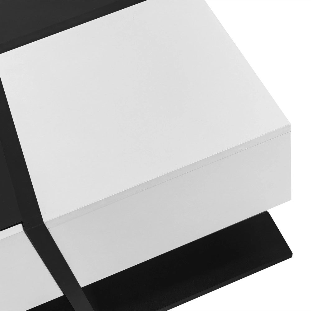Tavolino da Caff¨¨ Quadrato con 2 Cassetti ¨C MINIMAL ¨C Nero/Bianco Lucido, 70x70x35,5 cm
