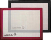 Matte da forno in silicone premium - 2 pezzi - teglia da forno riciclabile - 40 x 30 cm - nero e bordeaux - BPA libero