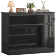Cassettiera Moderna con 5 Cassetti, Ripiano Regolabile, Ante Soft-Close ¨C zephmum ¨C Nero Lucido