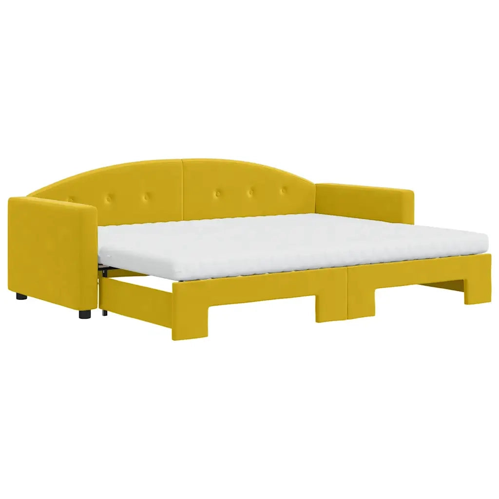 Divano Letto Estraibile con Materassi Giallo 80x200 cm Velluto 3197323