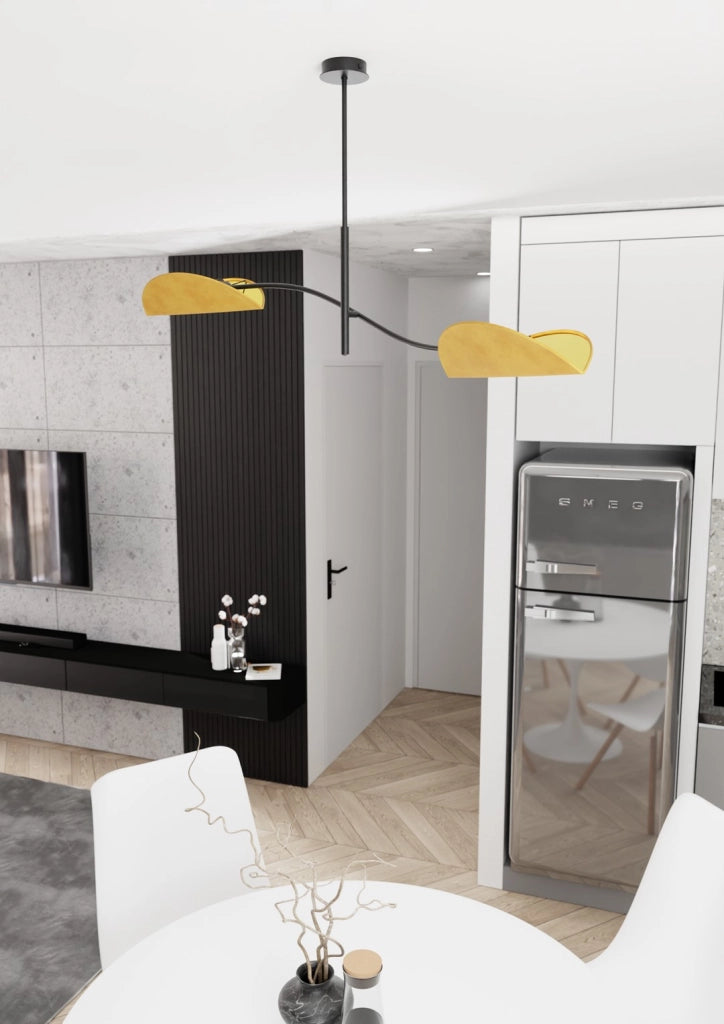 Plafoniera Lotus design foglie nero/arancio 2xE14 Emibig