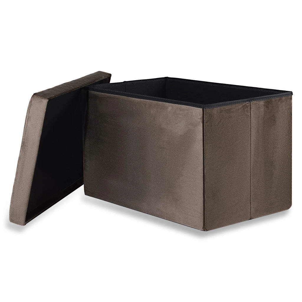 Valora POUF PIEGHEVOLE XL in velluto marrone con contenitore x4